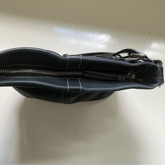 Coach Vintage Soho Bag Black Leather Silver Buckles Shoulder Purse Handbag - Picture 7 of 9